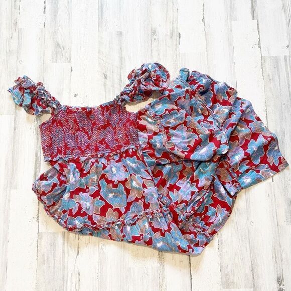 Love the Label Frenchie Smocked Dress, Blue & Red Size M - Picture 2 of 4